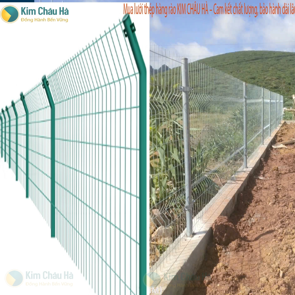 Các mẫu lưới thép hàng rào với màu sắc và kích thước ô lưới đa dạng (trắng, xanh, xám) có sẵn tại Shop Kim Châu Hà.
