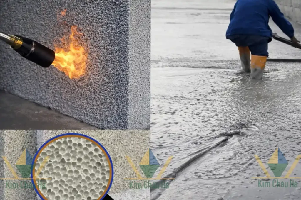Đổ bê tông nhẹ tại Đà Nẵng với cấu trúc bọt rỗng giúp giảm tải trọng, cách nhiệt và chống cháy cho công trình