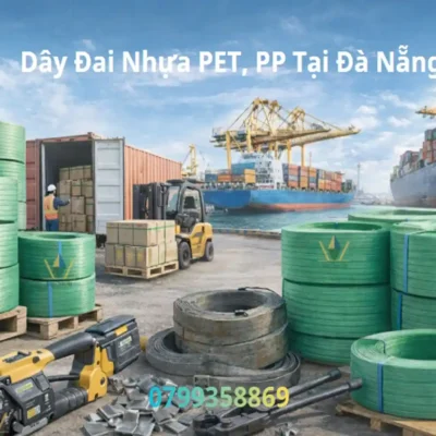 Dây đai nhựa PET, PP dùng đóng gói hàng hóa tại Đà Nẵng trong kho bãi và cảng logistics