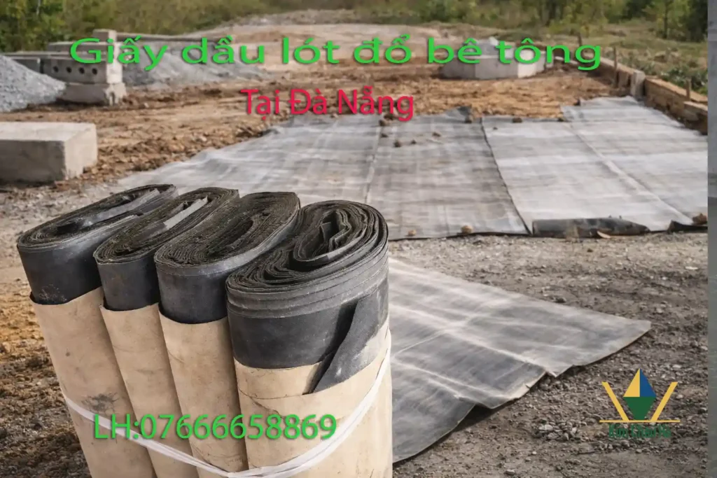 Giấy dầu lót đổ bê tông tại Đà Nẵng giúp chống mất nước, giảm nứt, thi công nhanh. Giá rẻ, giao hàng toàn quốc, hỗ trợ kỹ thuật.