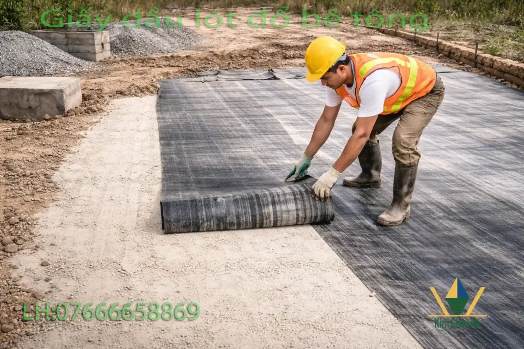 Giấy dầu lót đổ bê tông tại Đà Nẵng giúp giữ ẩm, giảm nứt, thi công nhanh và tiết kiệm chi phí cho công trình nền và đường bê tông.