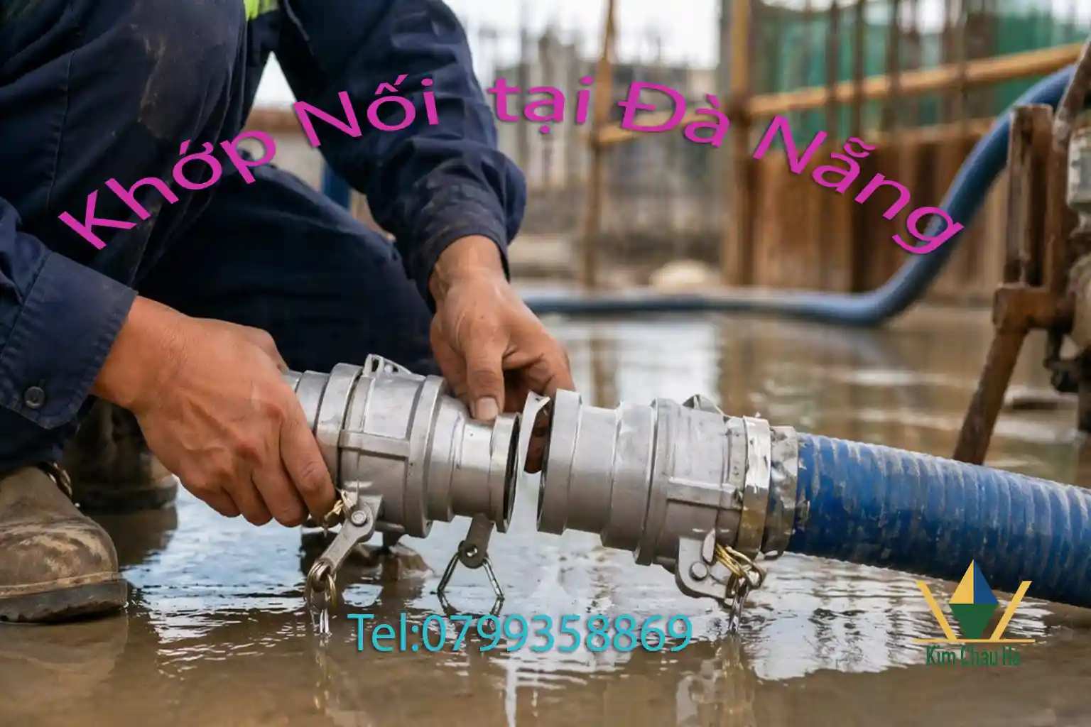Hình ảnh khớp nối nhanh được sử dụng trong hệ thống cấp nước công trình, giúp lắp đặt nhanh, tiết kiệm thời gian thi công