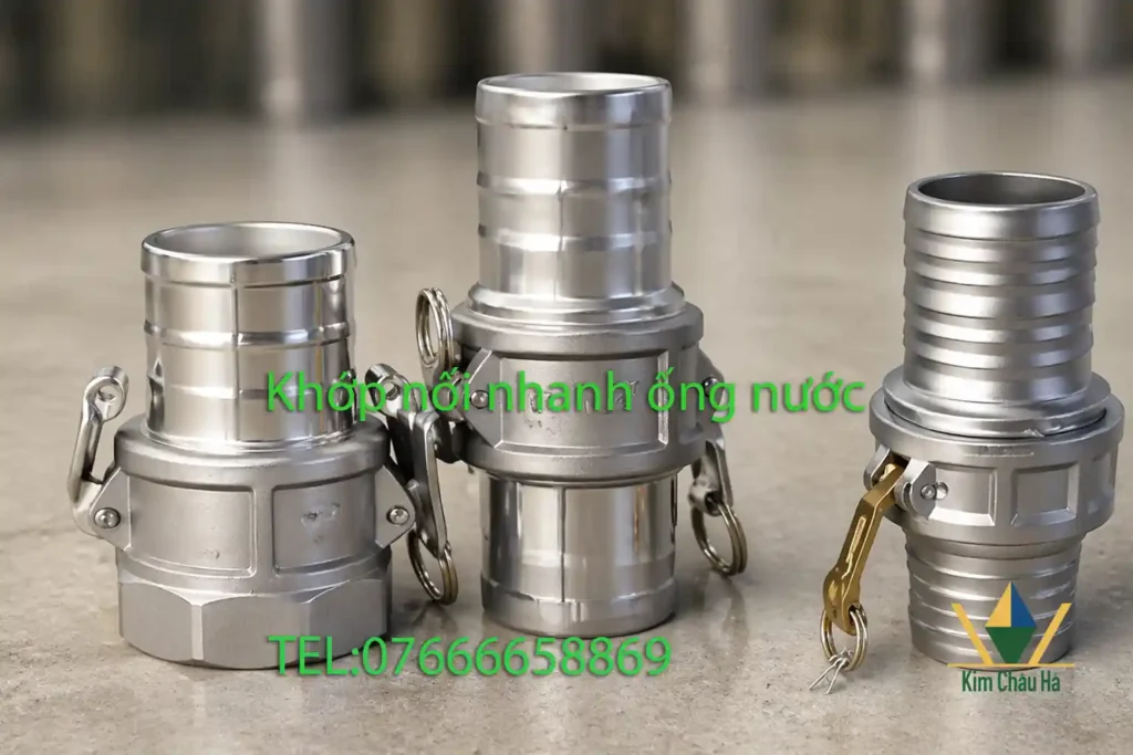 Khớp nối nhanh ống nước tại Đà Nẵng dùng cho công trình, chất liệu nhôm bền, kết nối nhanh, phù hợp hệ thống cấp nước và máy bơm
