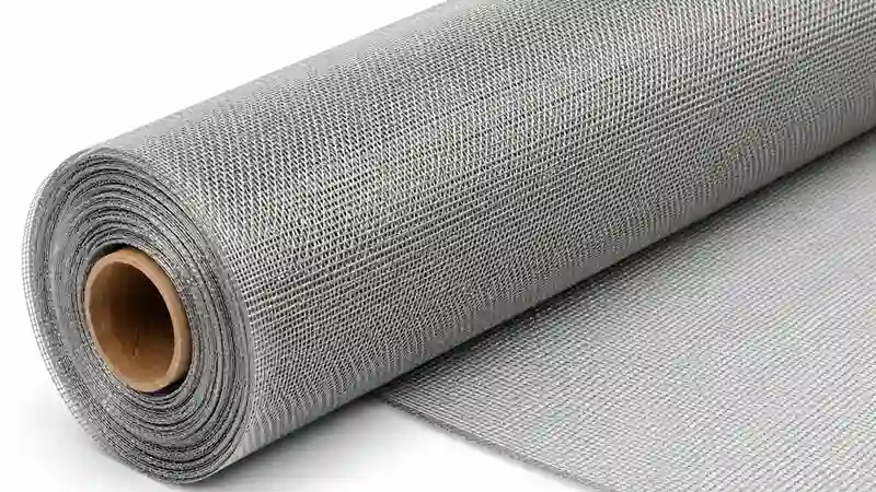 Lưới chống muỗi inox dạng cuộn mắt nhỏ trên nền trắng
