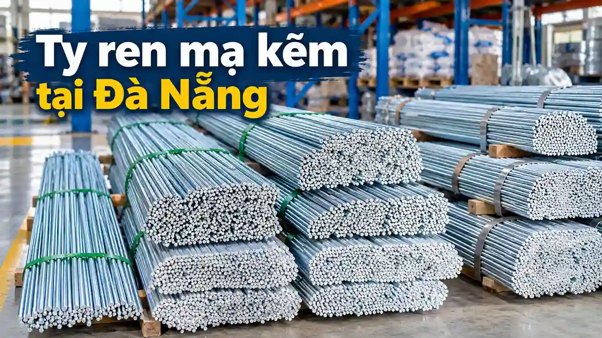 Ty ren mạ kẽm tại Đà Nẵng xếp thành bó trong kho vật tư